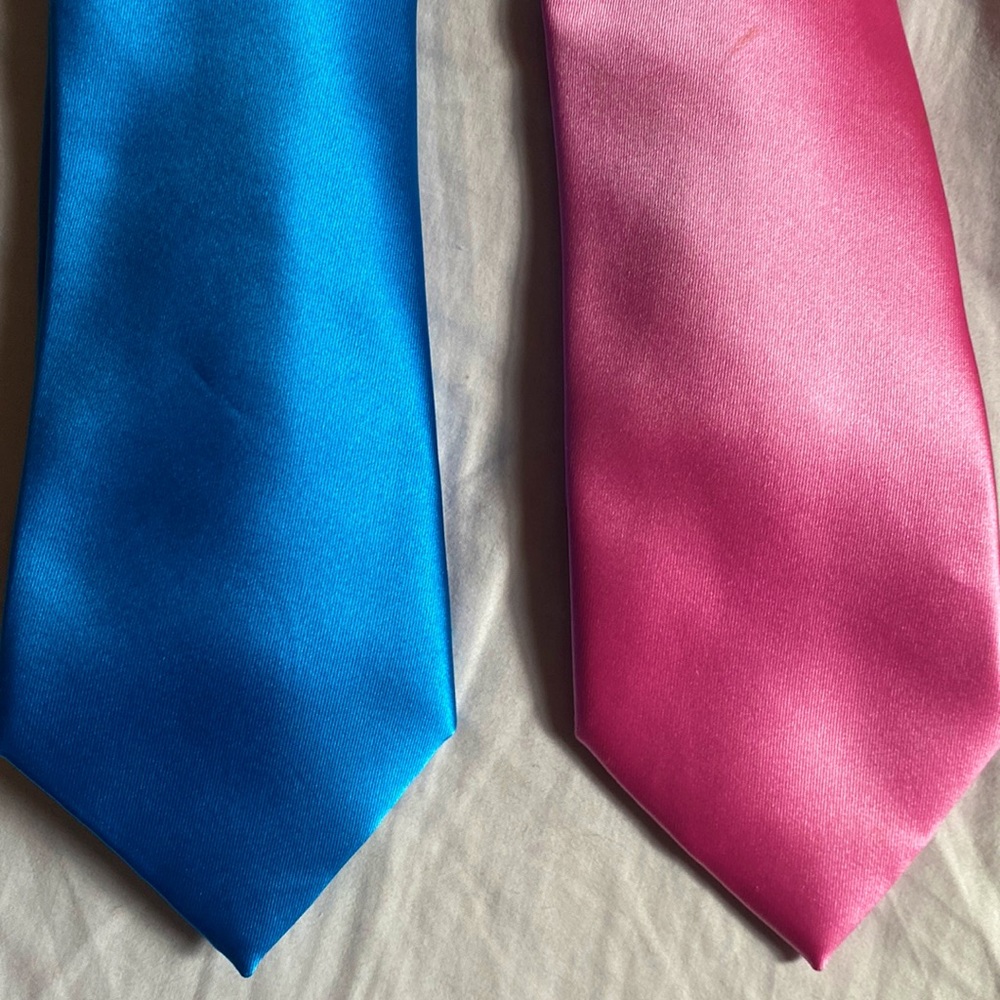 Geoffrey Beene bright blue and pink polyester ties bundle of 2